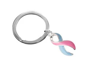 Split Style Pink & Blue Ribbon Key Chains