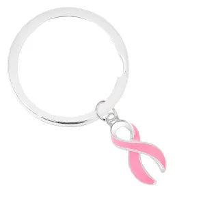 Split Style Pink Ribbon Key Chains