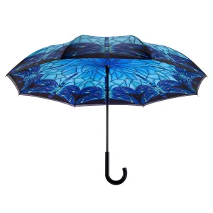 Stained Glass Dragonfly Reverse Close Stick Umbrella