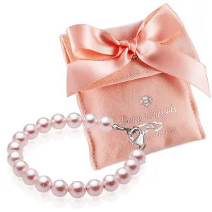 Sterling Silver Elegant Bracelet for Girls with Pink Pearls