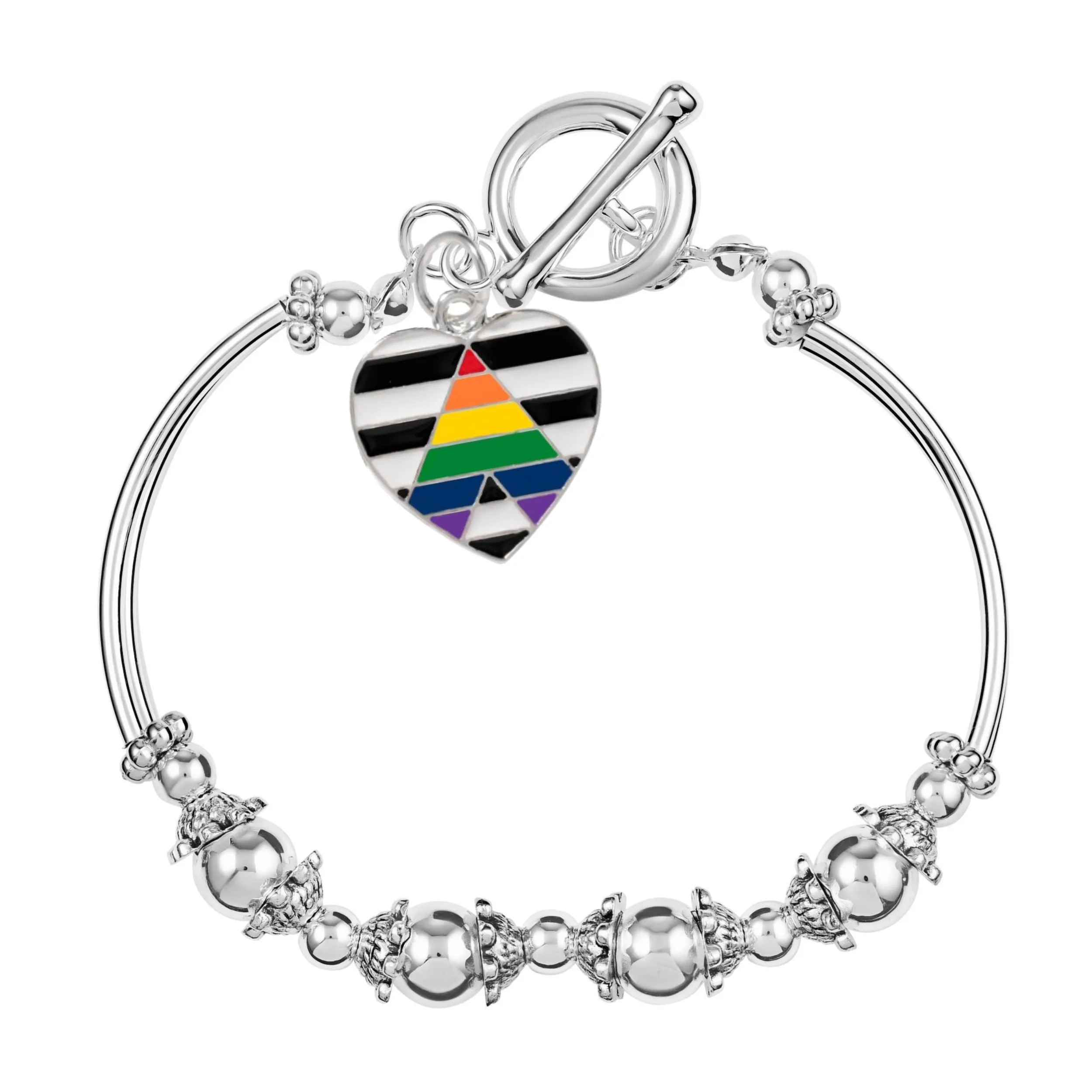 Straight Ally Heart Flag Partial Beaded Bracelets