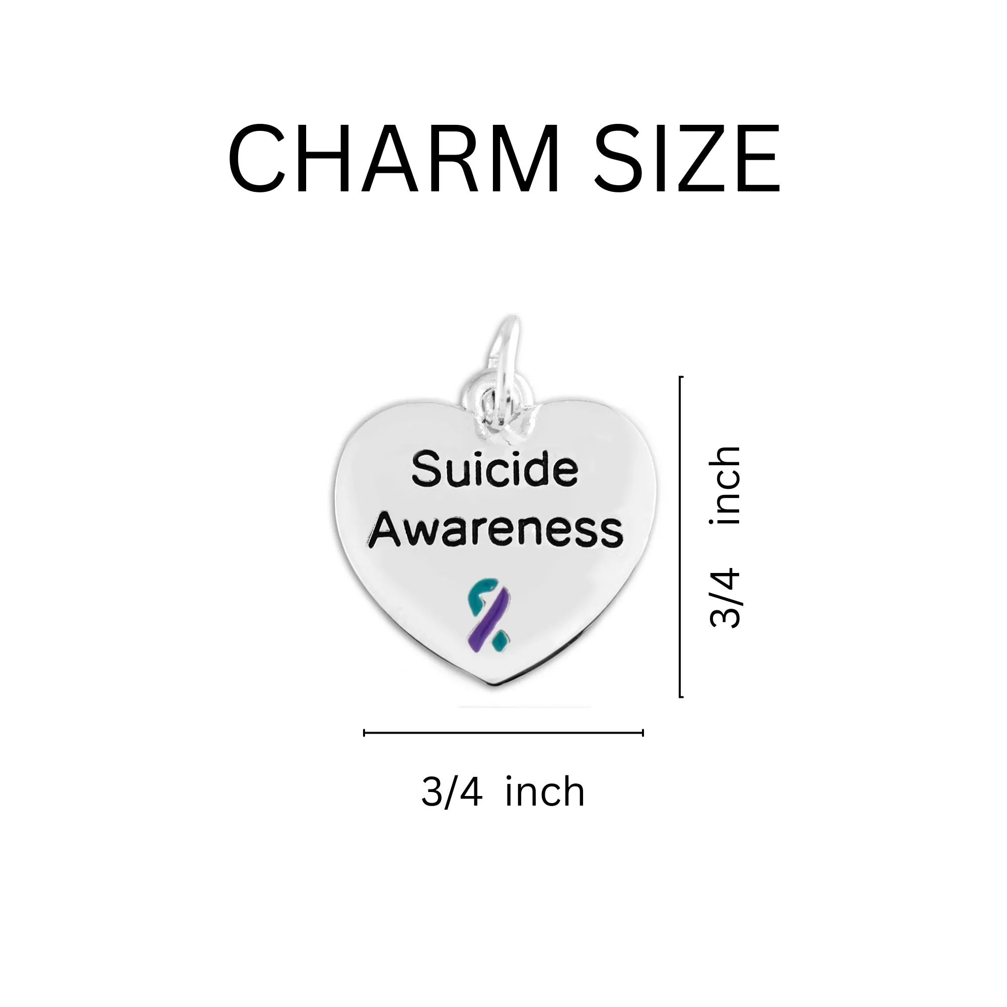 Suicide Awareness Large Heart Charm Horseshoe Key Chains