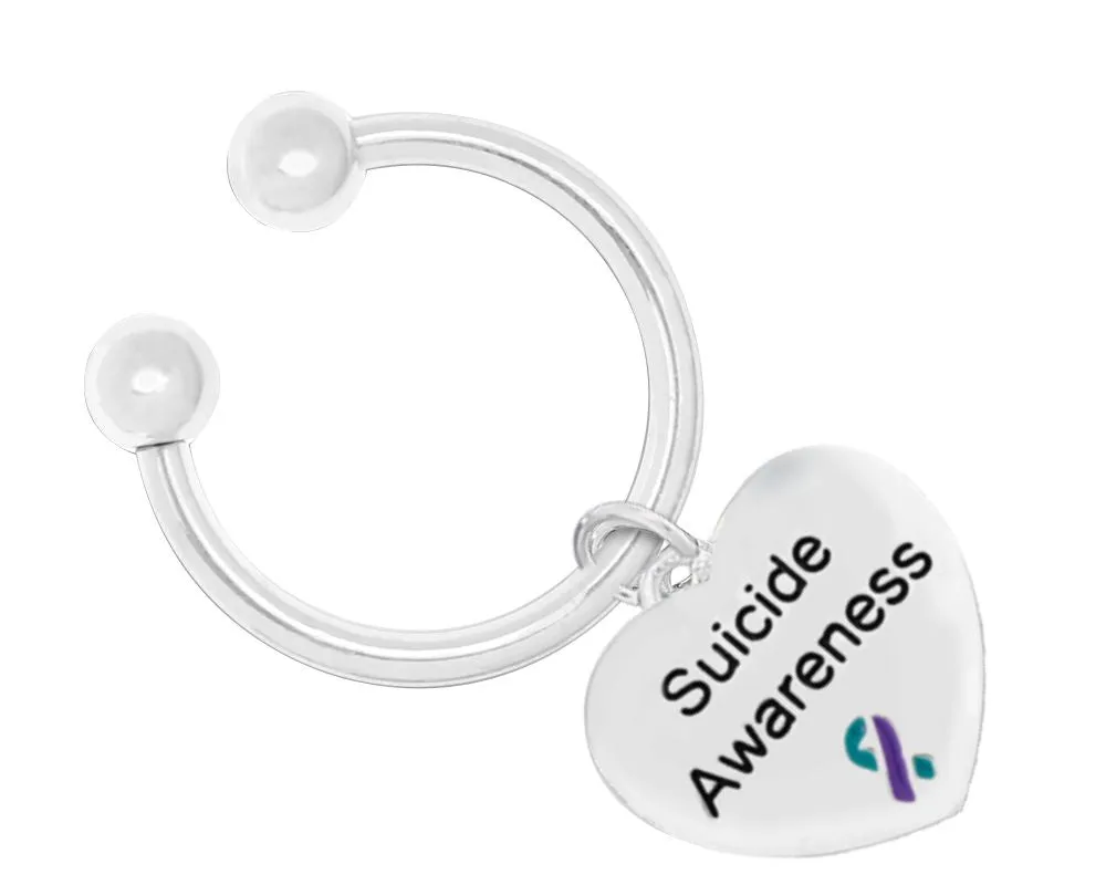 Suicide Awareness Large Heart Charm Horseshoe Key Chains