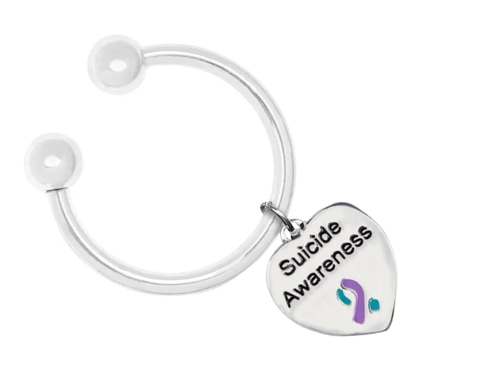 Suicide Awareness Small Heart Charm Horseshoe Keychains