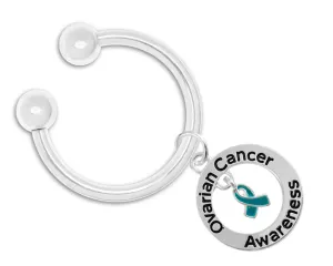 Teal Ribbon Ovarian Cancer Awareness Key Chain