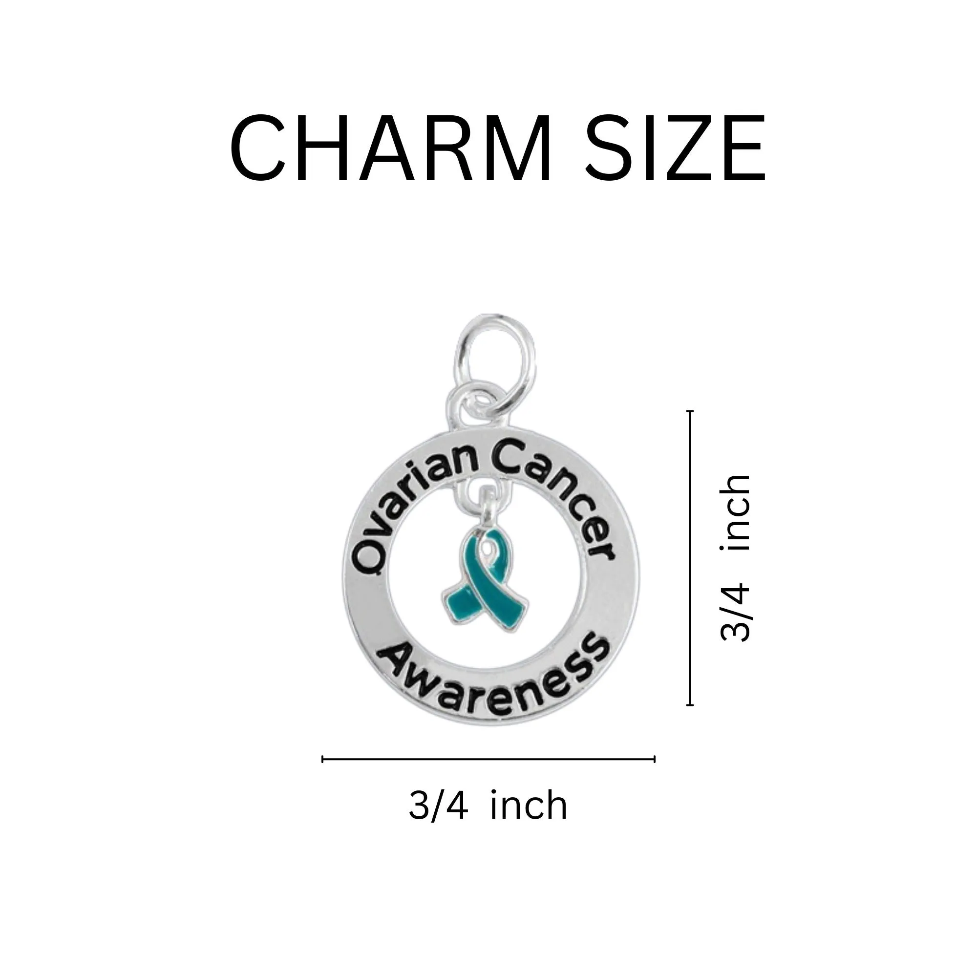 Teal Ribbon Ovarian Cancer Awareness Key Chain