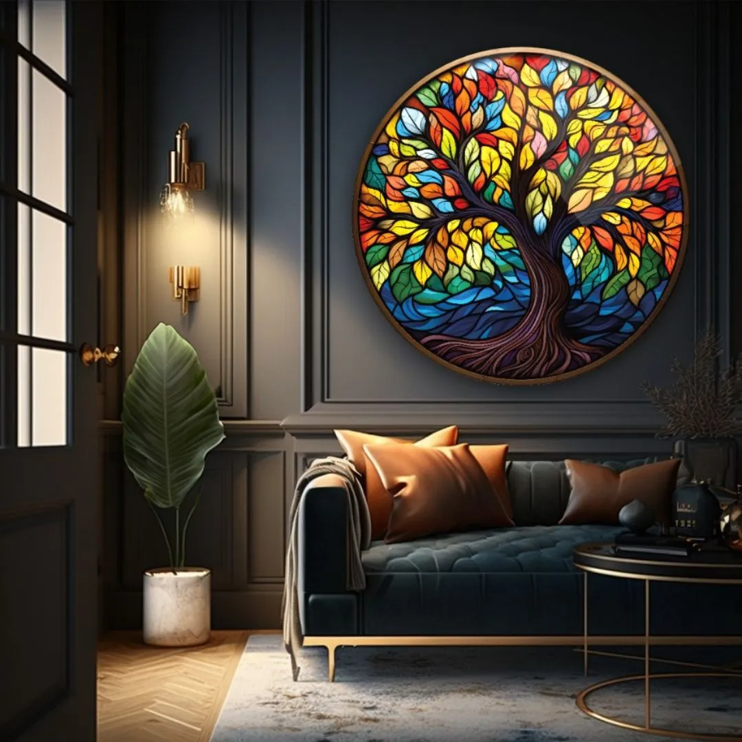 Tree of Life Stained Glass Wall Art