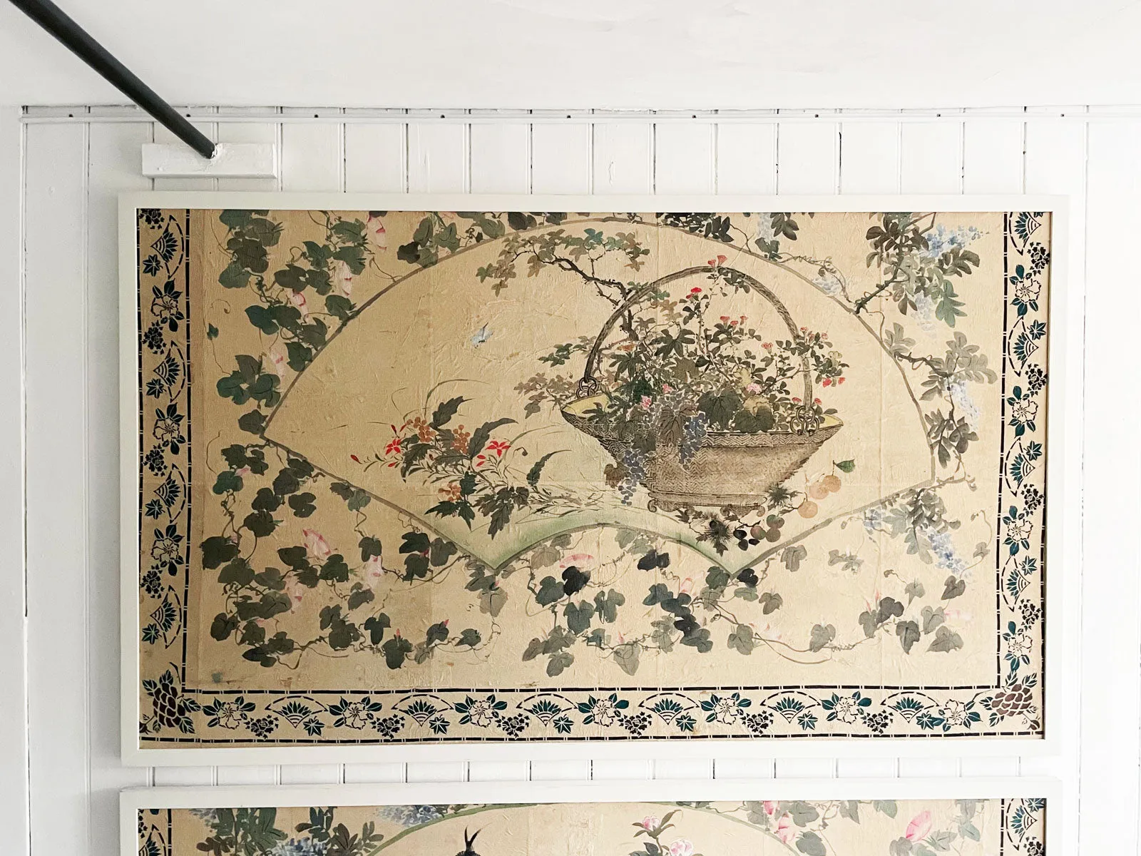 Two Large Early 20th C Chinoiserie Painted Panels - Panel 1