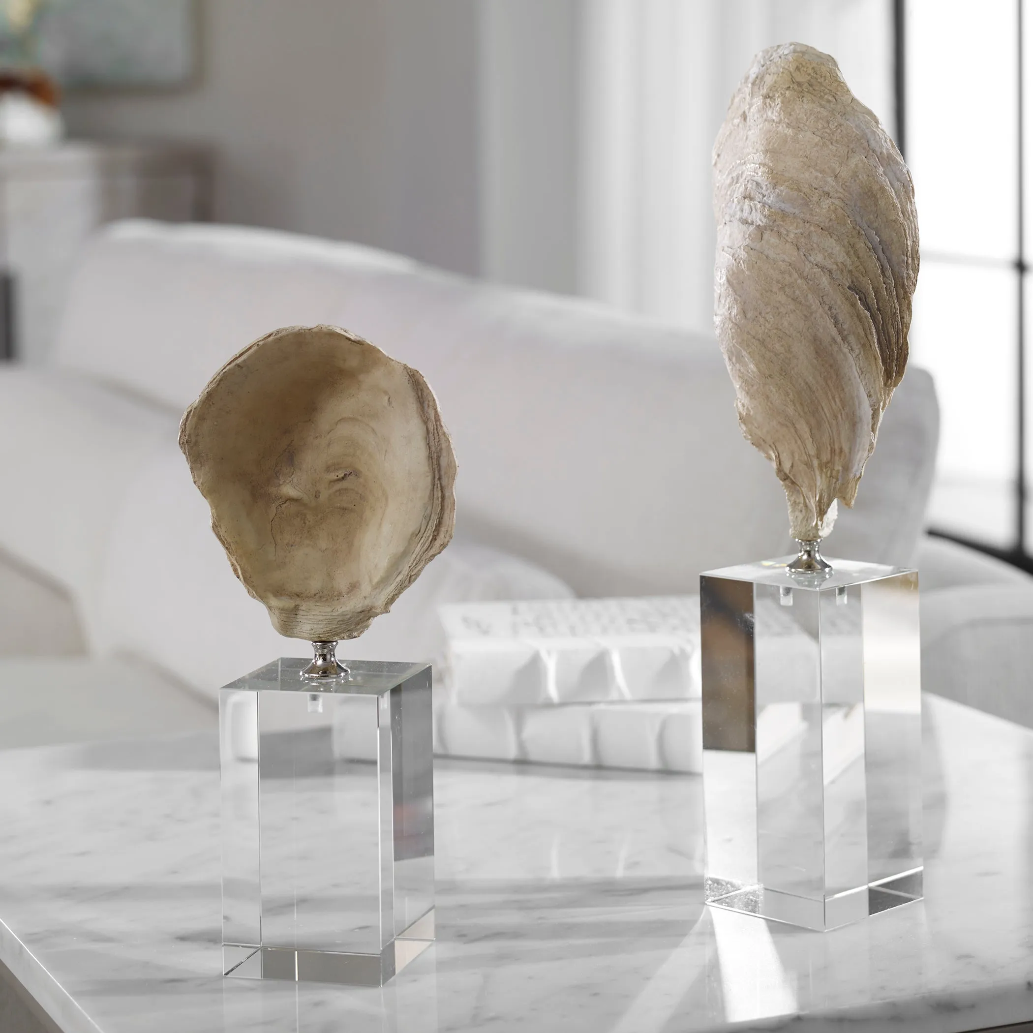 Uttermost Oyster Shell Sculptures, S/2