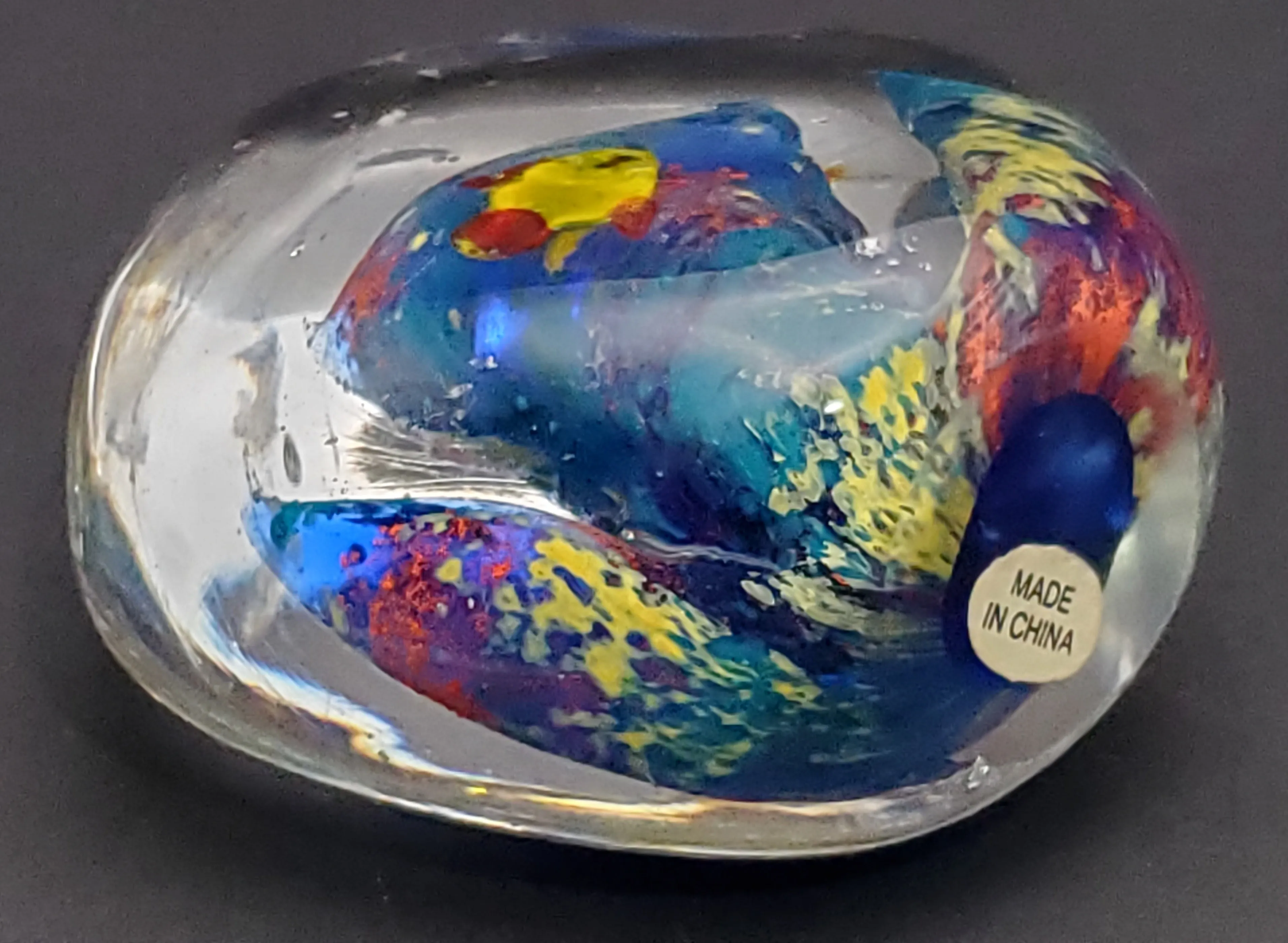 Vintage Handmade Glass "Aquarium" Paperweight