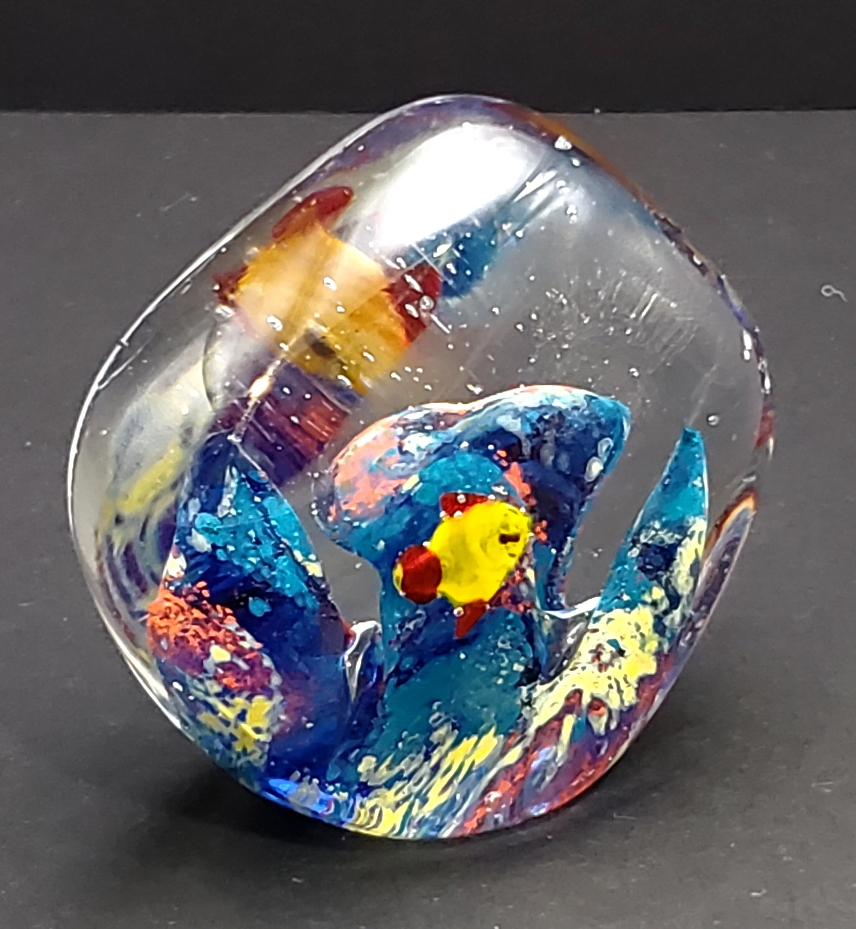 Vintage Handmade Glass "Aquarium" Paperweight