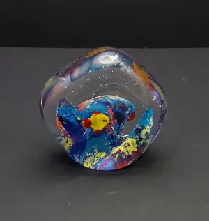 Vintage Handmade Glass "Aquarium" Paperweight