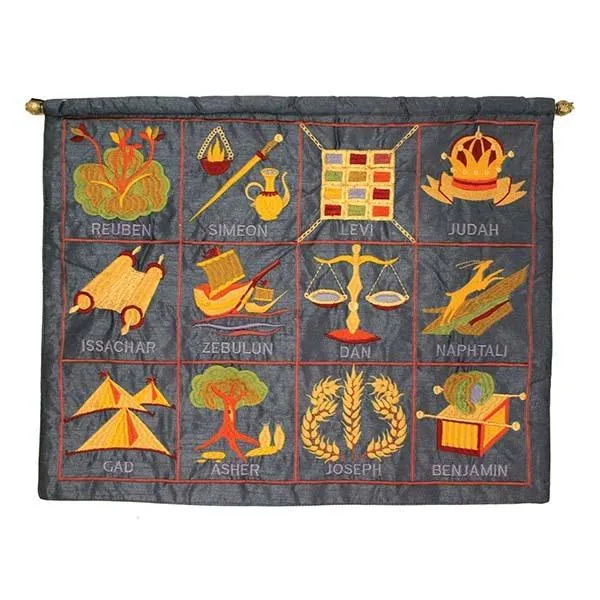 Wall Hanging - Large 12 Tribes English -Blue