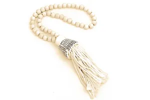 Wooden Beaded Tassel with Conus Leopardus shell